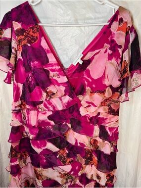 Fashion Bug Fuchsia & Pink Ruffled Floral Wrap Dress